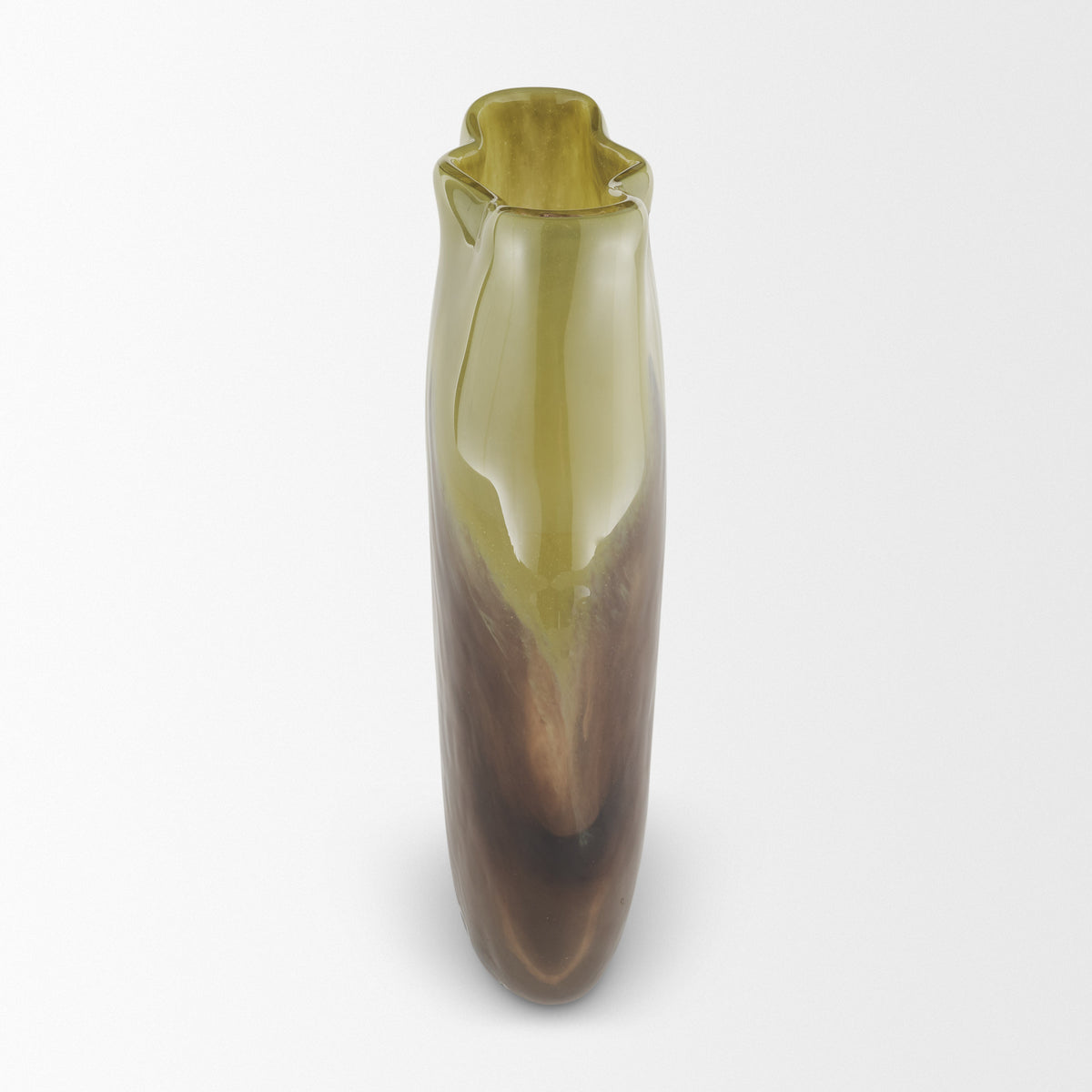 Tulano Medium Green and Brown Glass Vase from Mercana - Luna Furniture