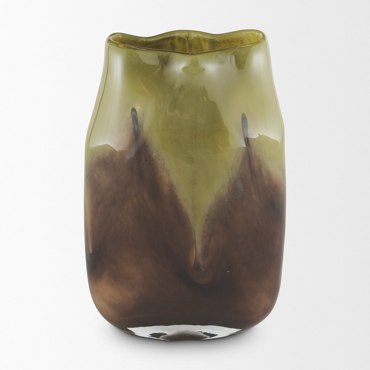 Tulano Medium Green and Brown Glass Vase from Mercana - Luna Furniture