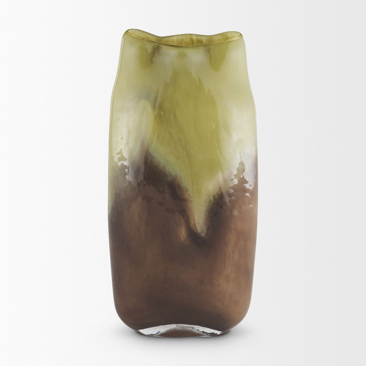 Tulano Tall Green and Brown Glass Vase from Mercana - Luna Furniture