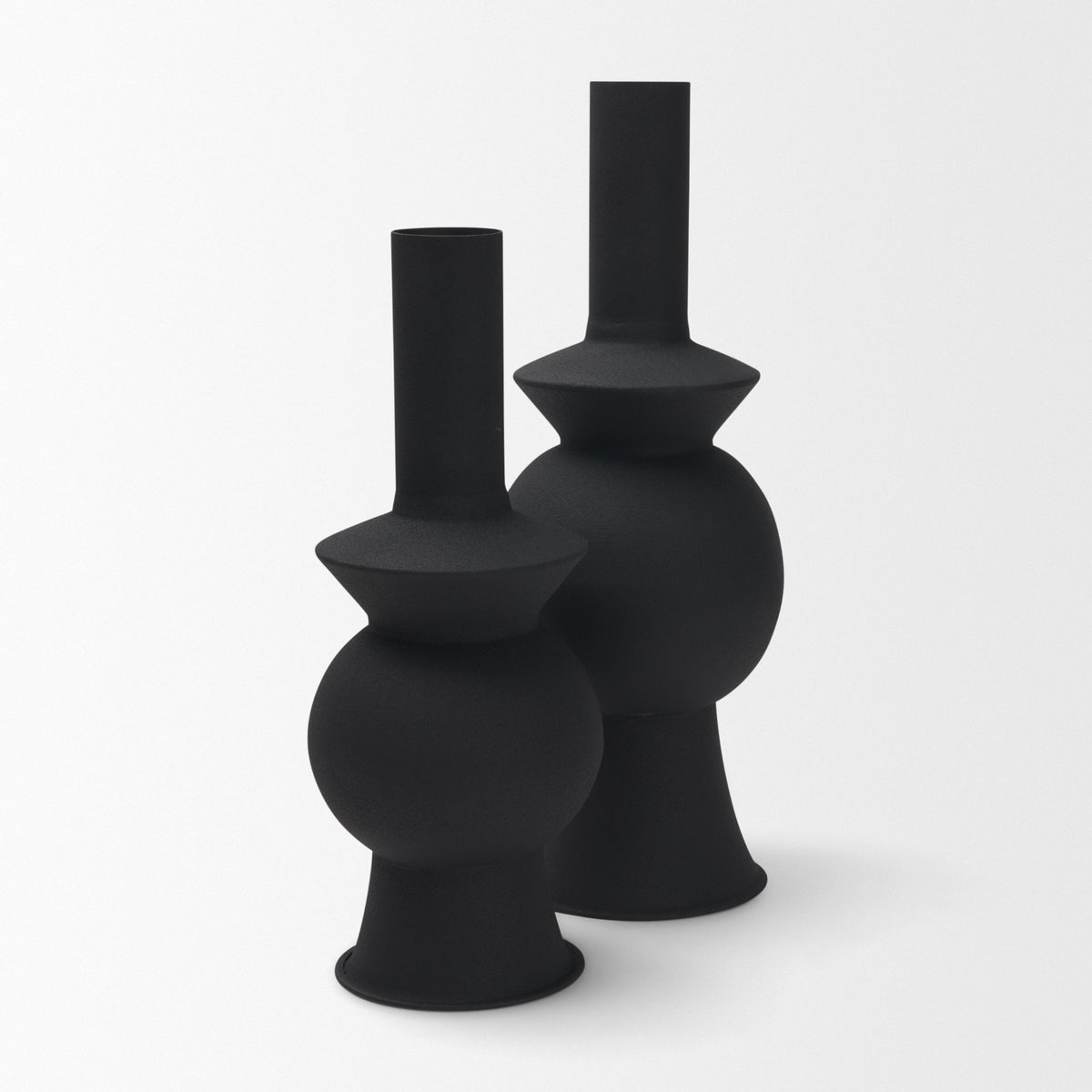 Veda Large Black Metal Geometric Vase from Mercana - Luna Furniture