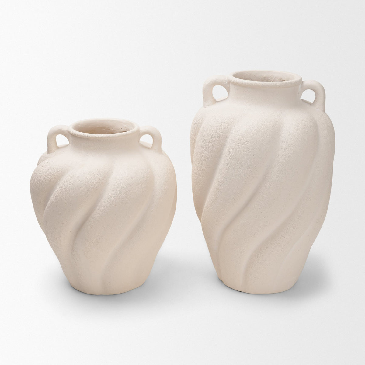 Syros Twisted Small Cream Ceramic Urn Vase
