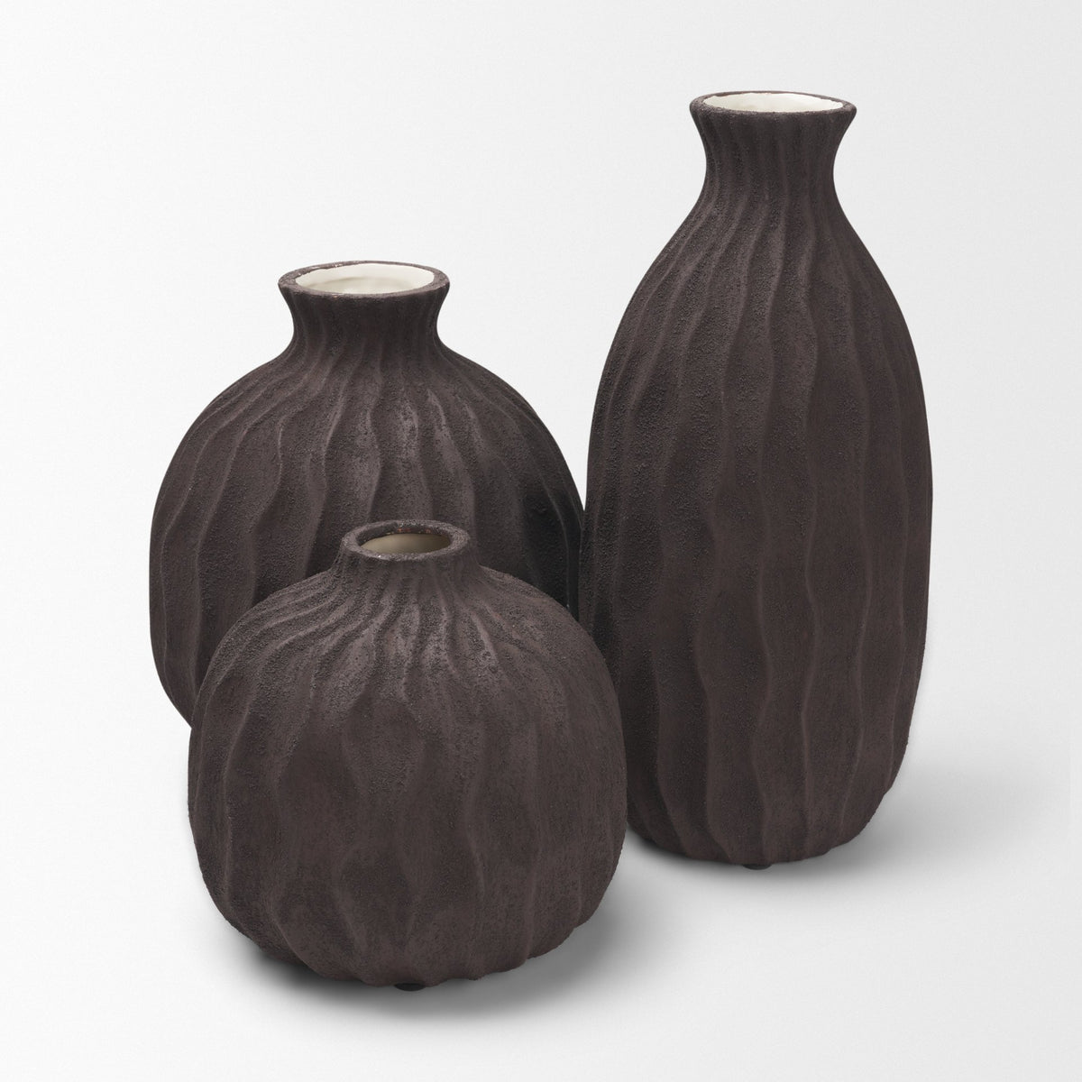 Tidal Tall Ceramic Rippled Decorative Vase