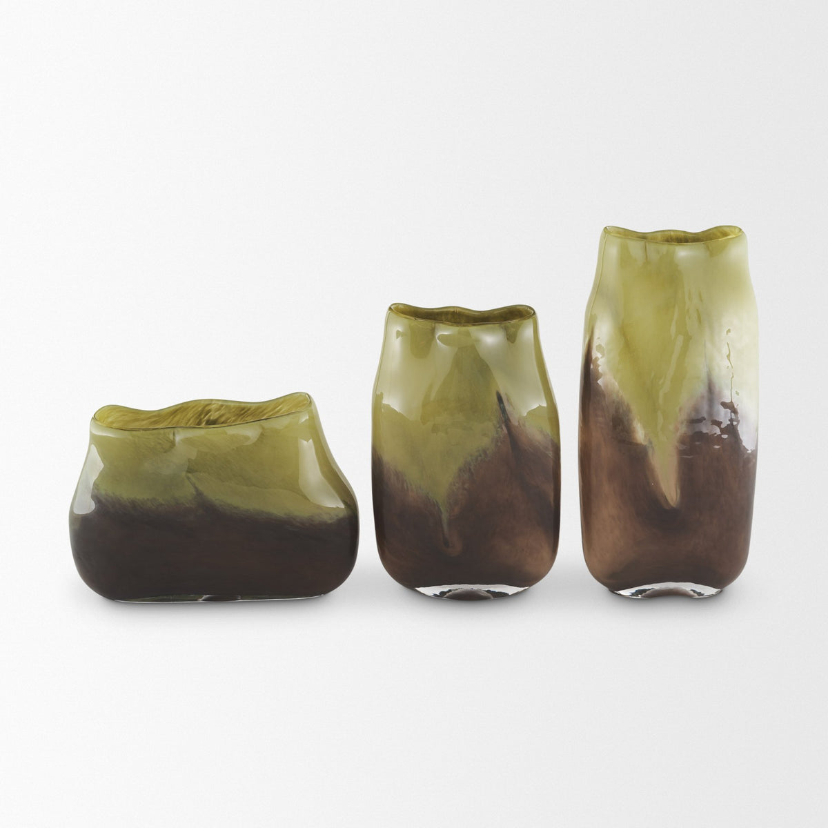 Tulano Tall Green and Brown Glass Vase from Mercana - Luna Furniture