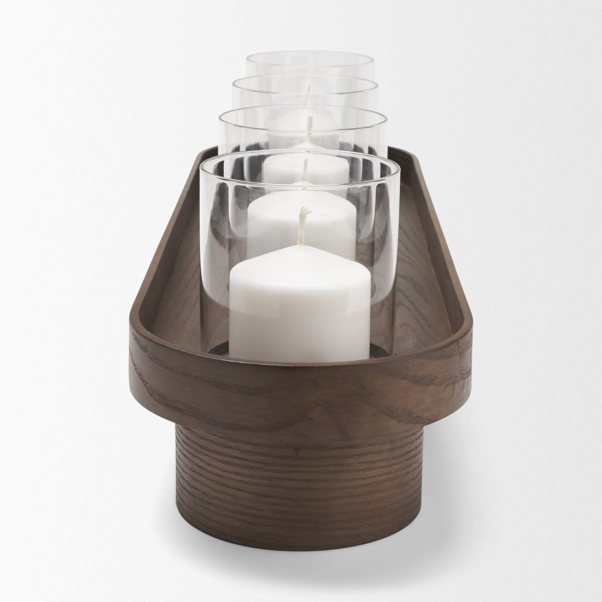 Plinth White-Washed Wood w/ Glass Candle Holder from Mercana - Luna Furniture