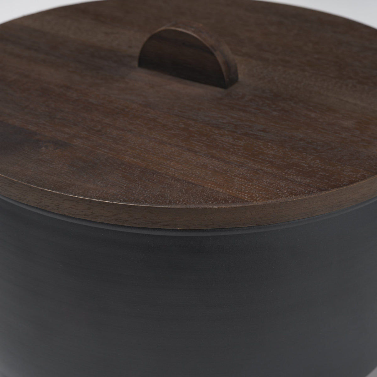 Voss Black Metal w/ Dark Wood Lid Canister from Mercana - Luna Furniture