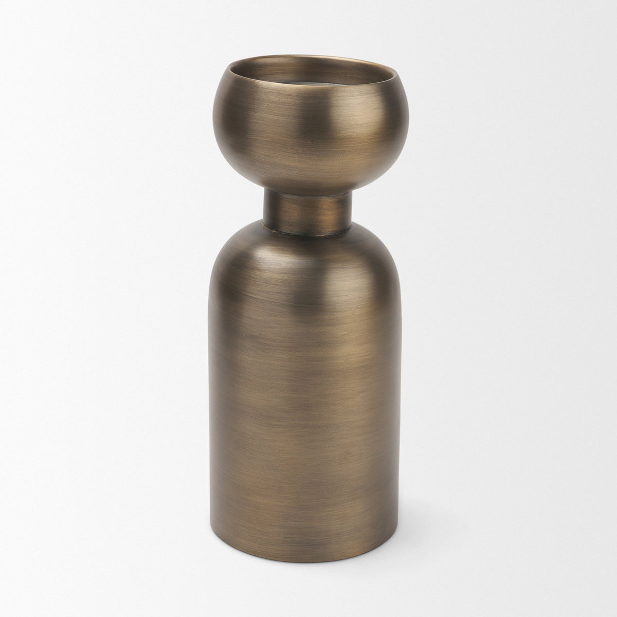 Pelar Large Antiqued Brass Stacked Pillar Candle Holder