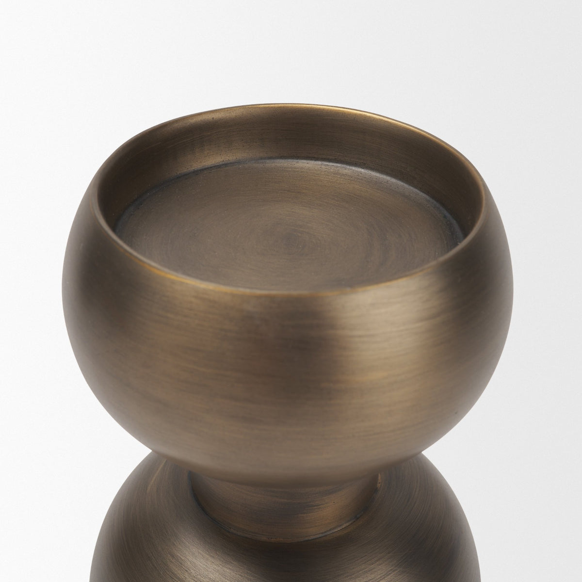 Pelar Small Antiqued Brass Stacked Pillar Candle Holder