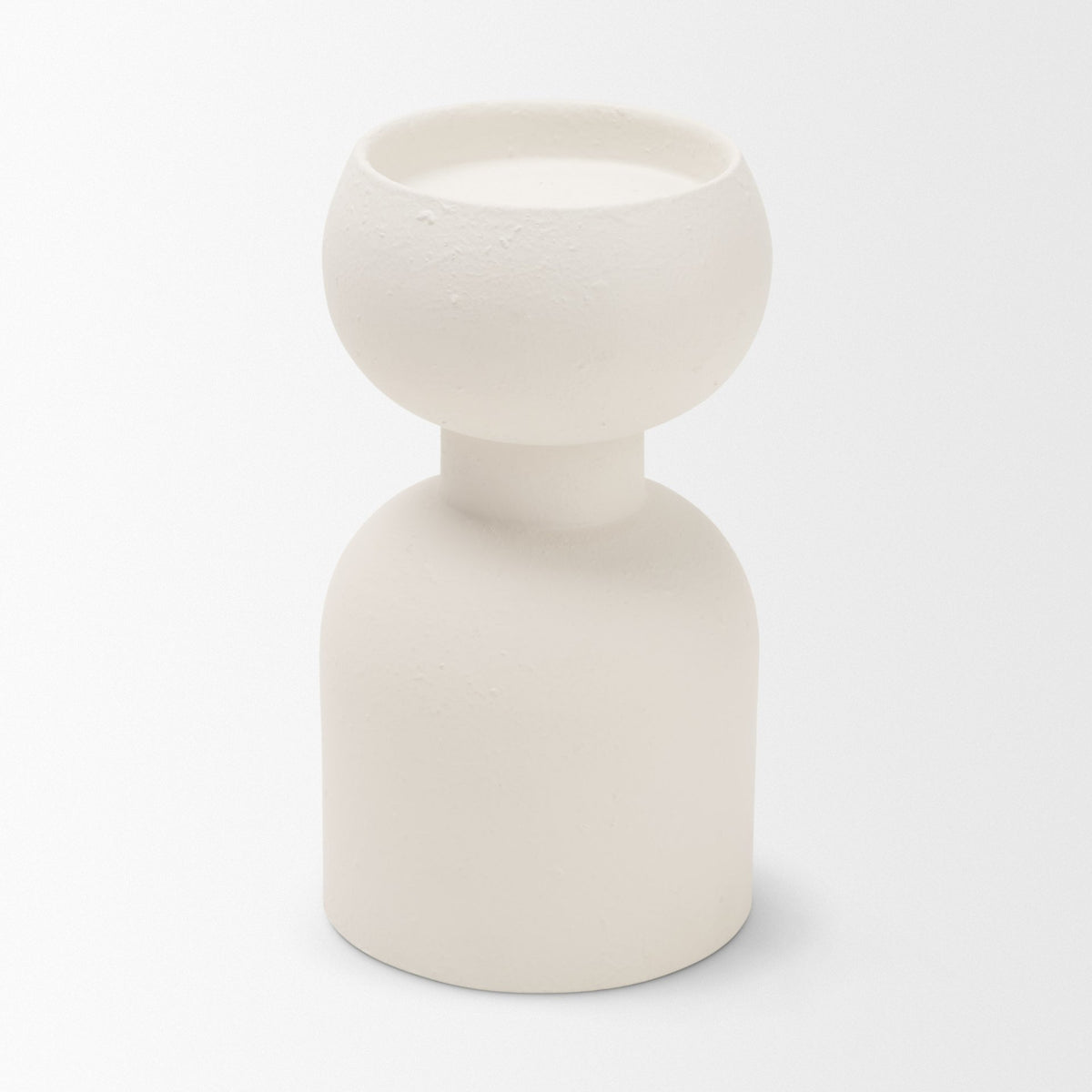 Pelar Small Matte White Metal Stacked Pillar Candle Holder