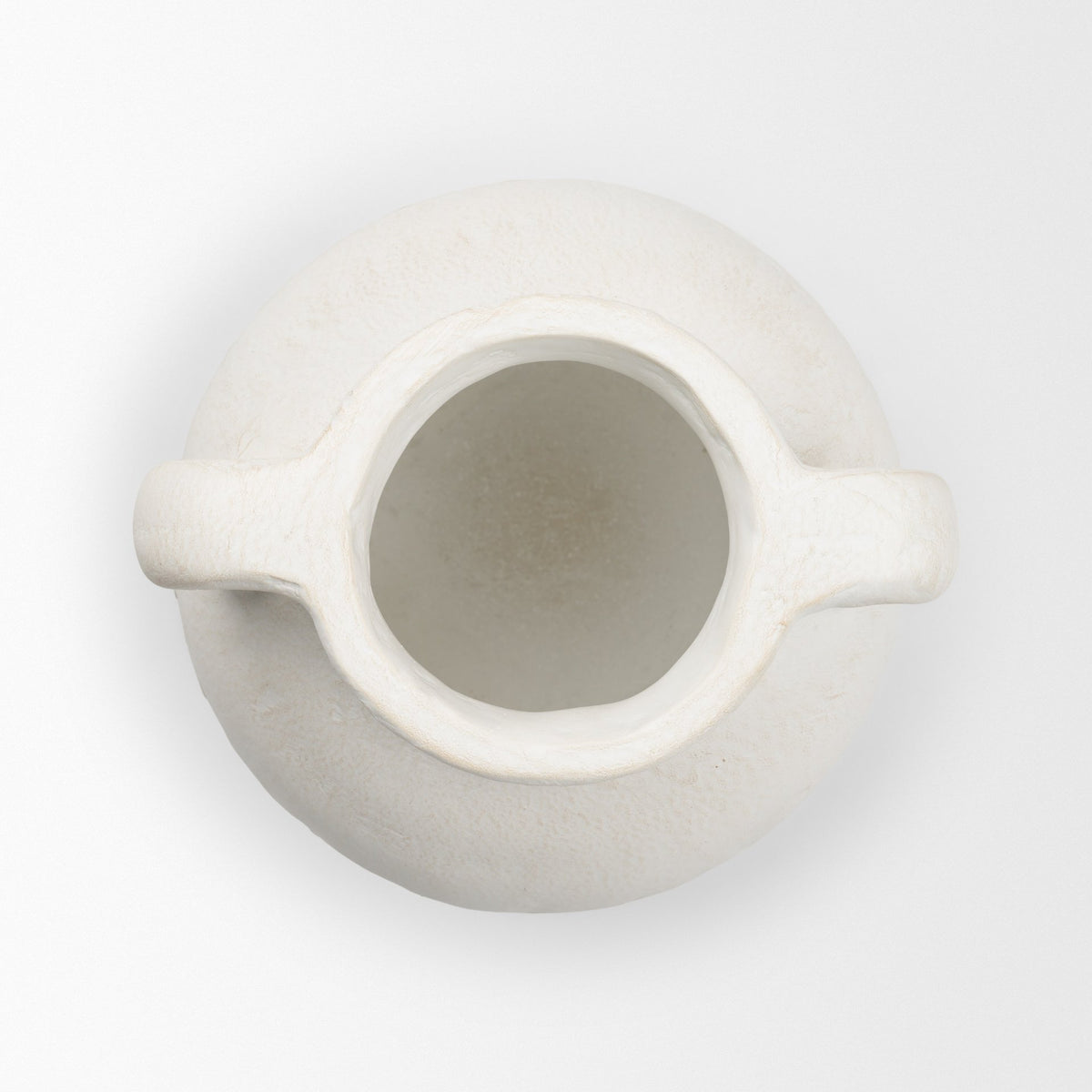 Basma White Scale Textured Ceramic Vase w/ Handles from Mercana - Luna Furniture