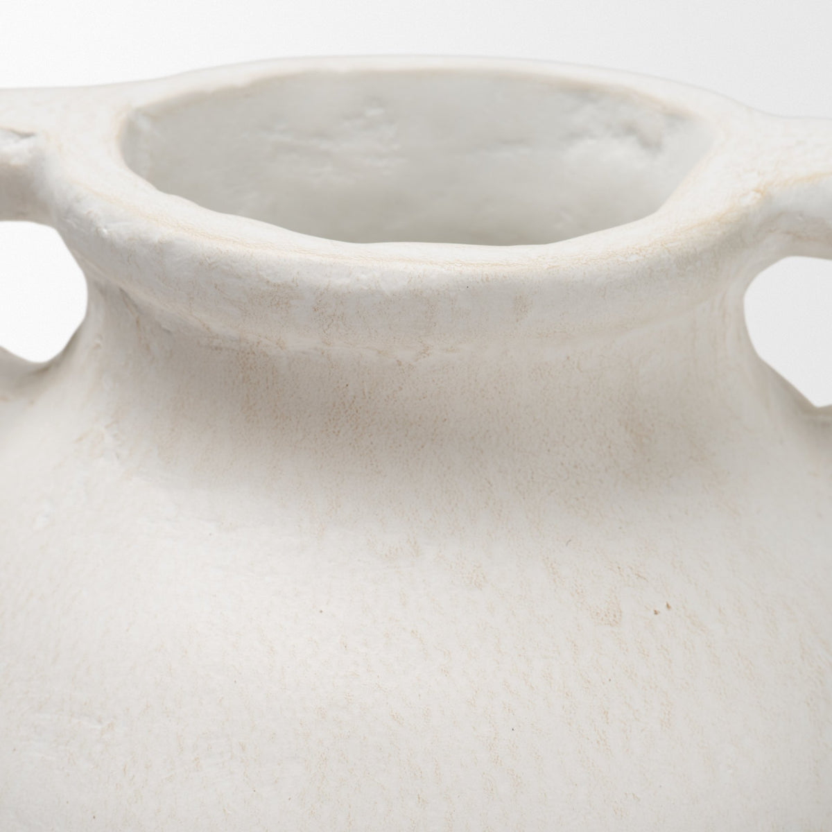 Basma White Scale Textured Ceramic Vase w/ Handles from Mercana - Luna Furniture