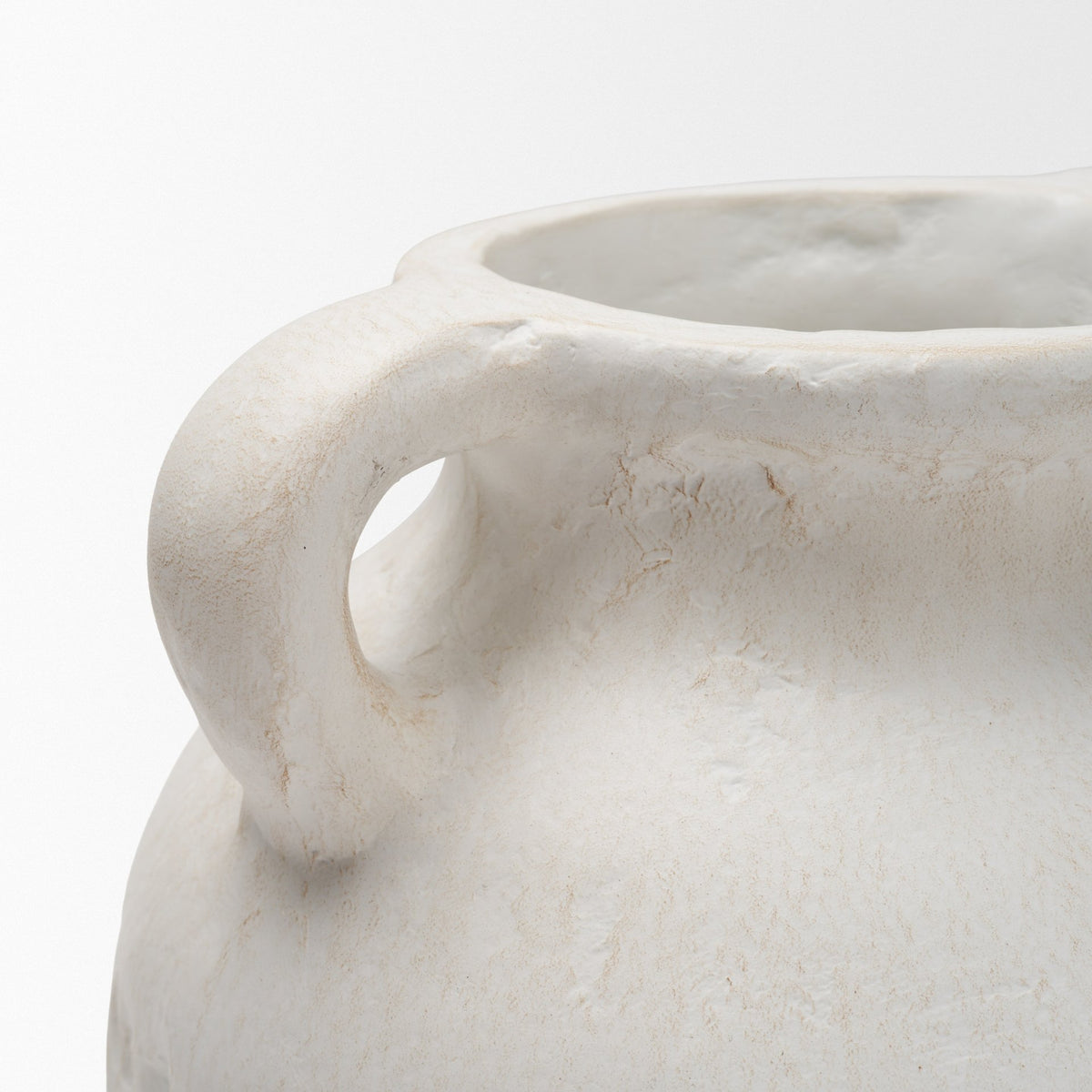 Basma White Scale Textured Ceramic Vase w/ Handles from Mercana - Luna Furniture