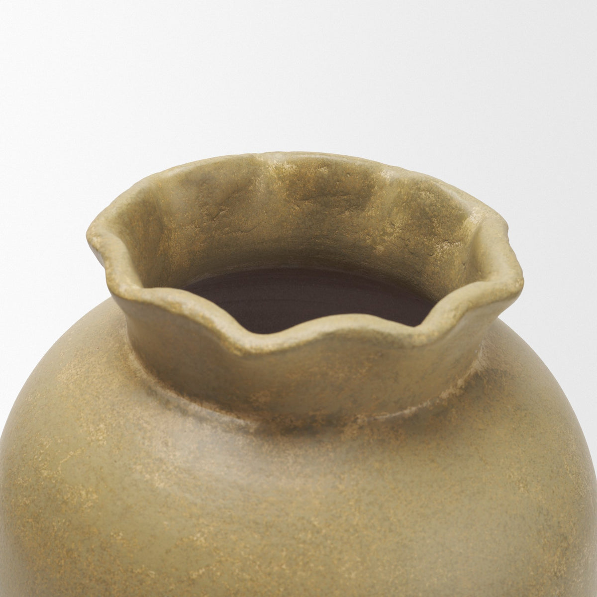 Melo Large Distressed Citron Yellow Ceramic Vase from Mercana - Luna Furniture