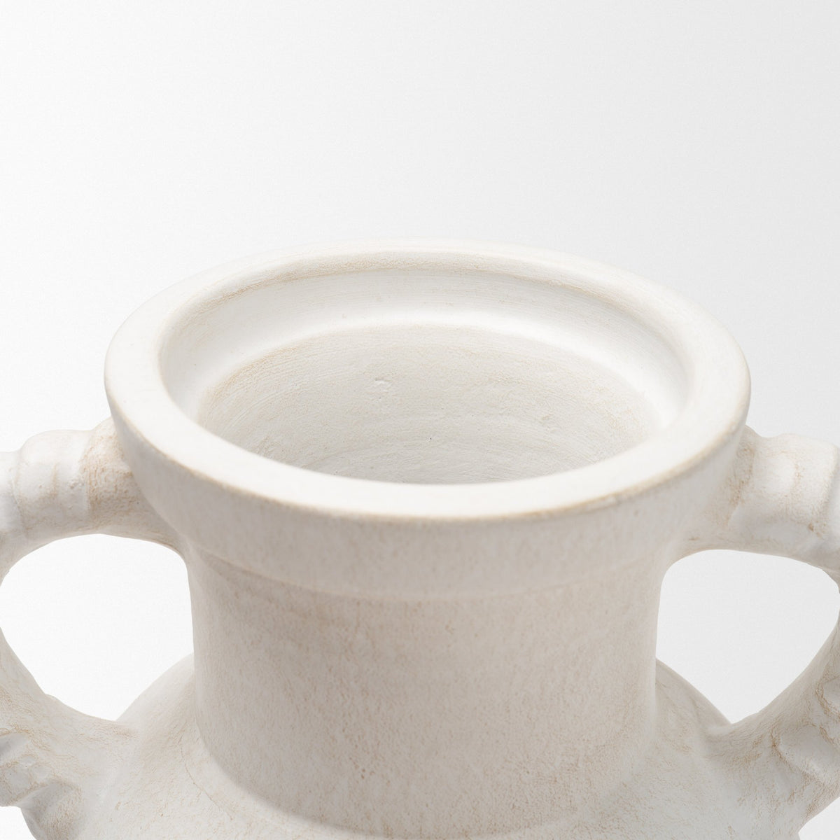 Trenza Large White Ceramic Vase w/ Twisted Handles from Mercana - Luna Furniture