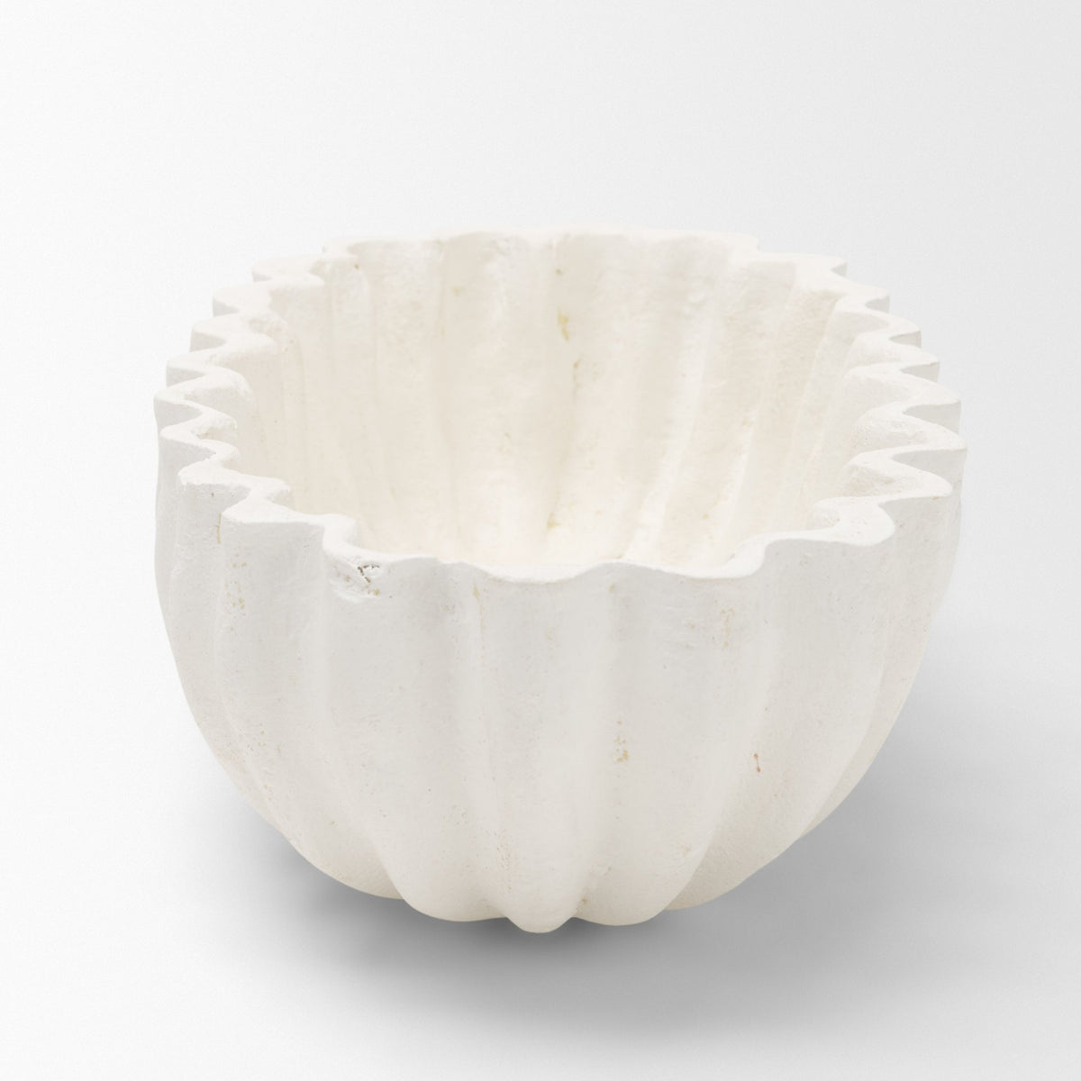 Camelia Fluted White Paper Mache Long Centerpiece Bowl from Mercana - Luna Furniture