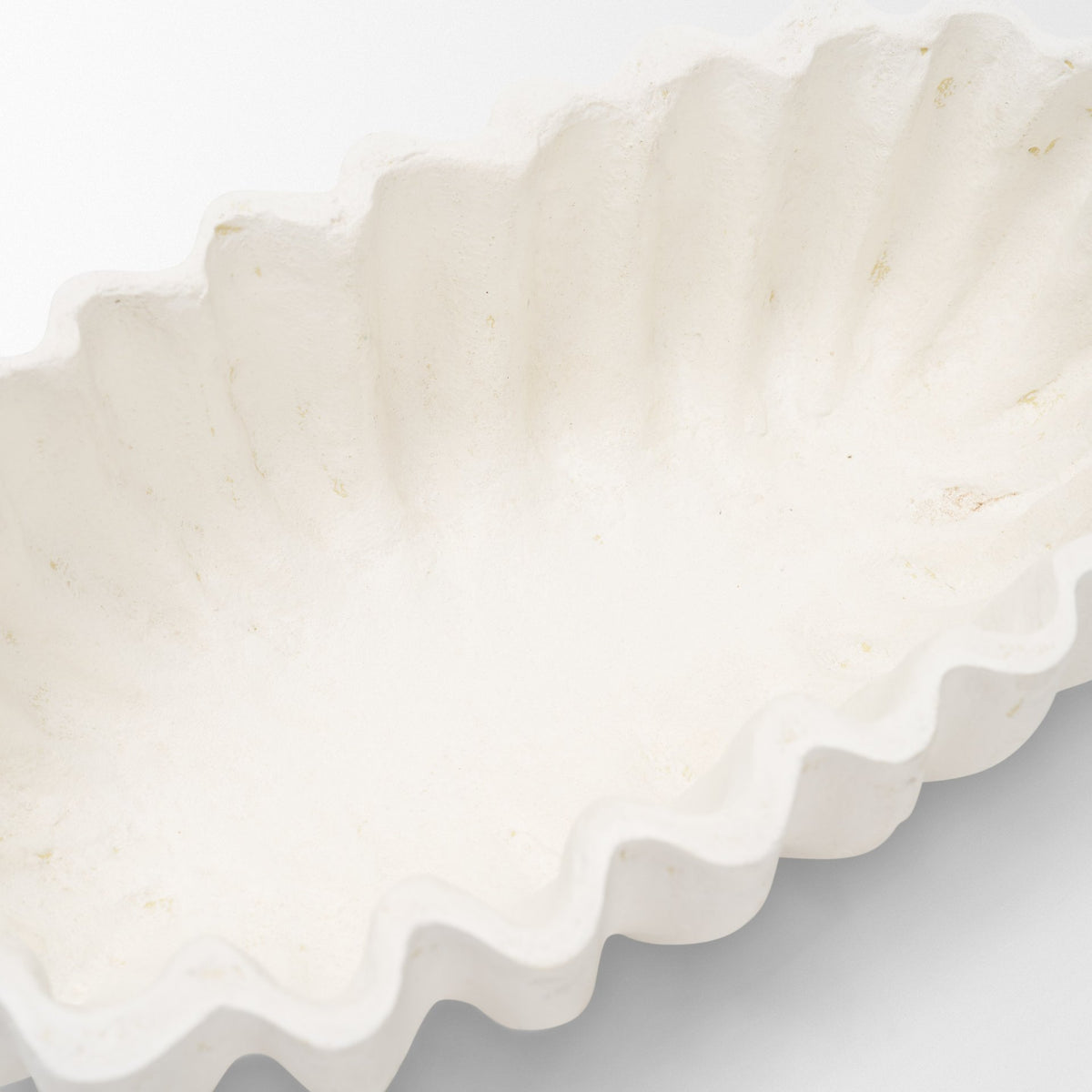 Camelia Fluted White Paper Mache Long Centerpiece Bowl from Mercana - Luna Furniture