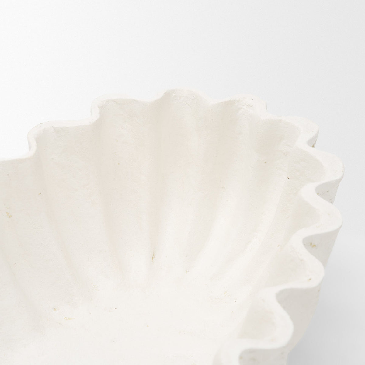 Camelia Large Fluted White Paper Mache Round Centerpiece Bowl from Mercana - Luna Furniture