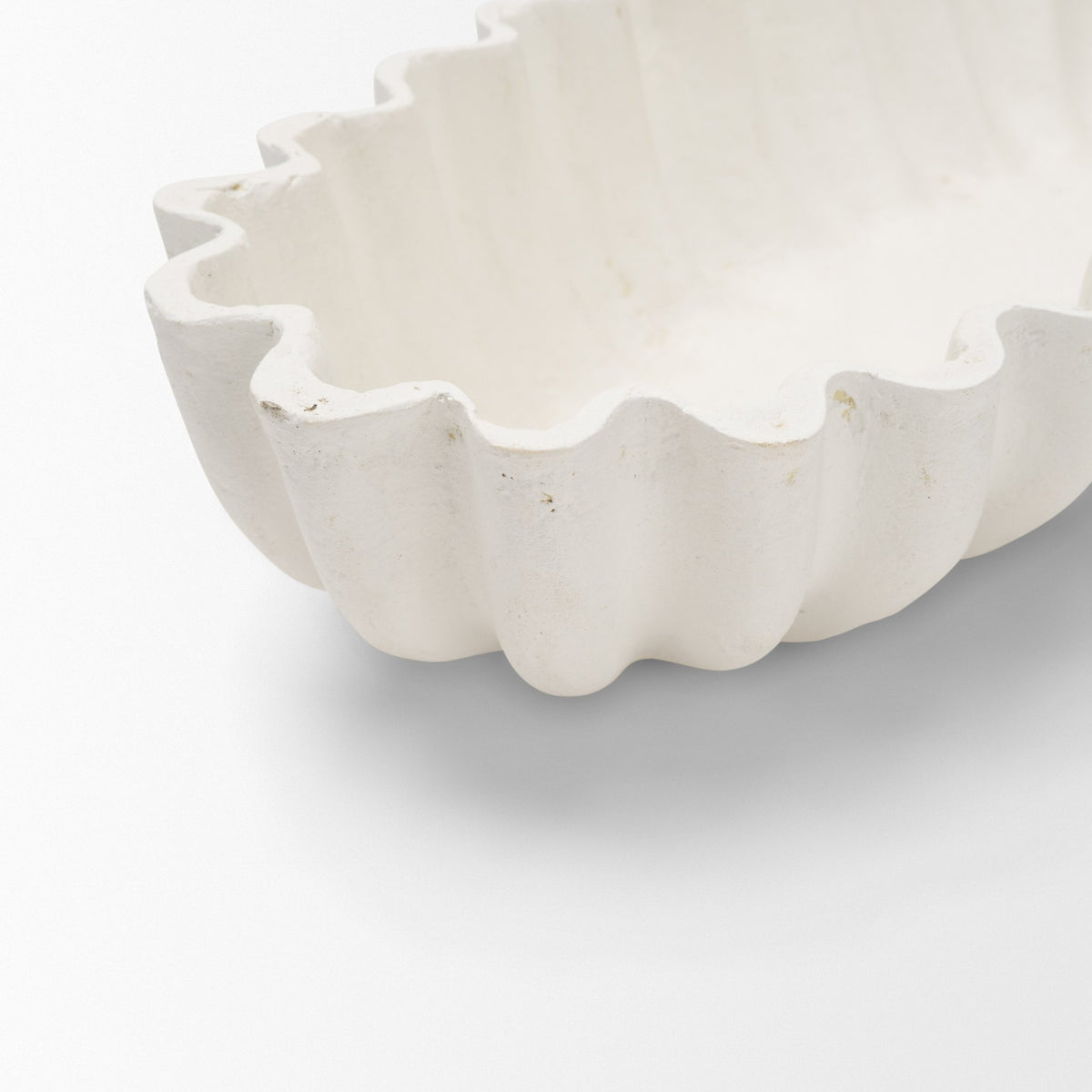 Camelia Large Fluted White Paper Mache Round Centerpiece Bowl from Mercana - Luna Furniture
