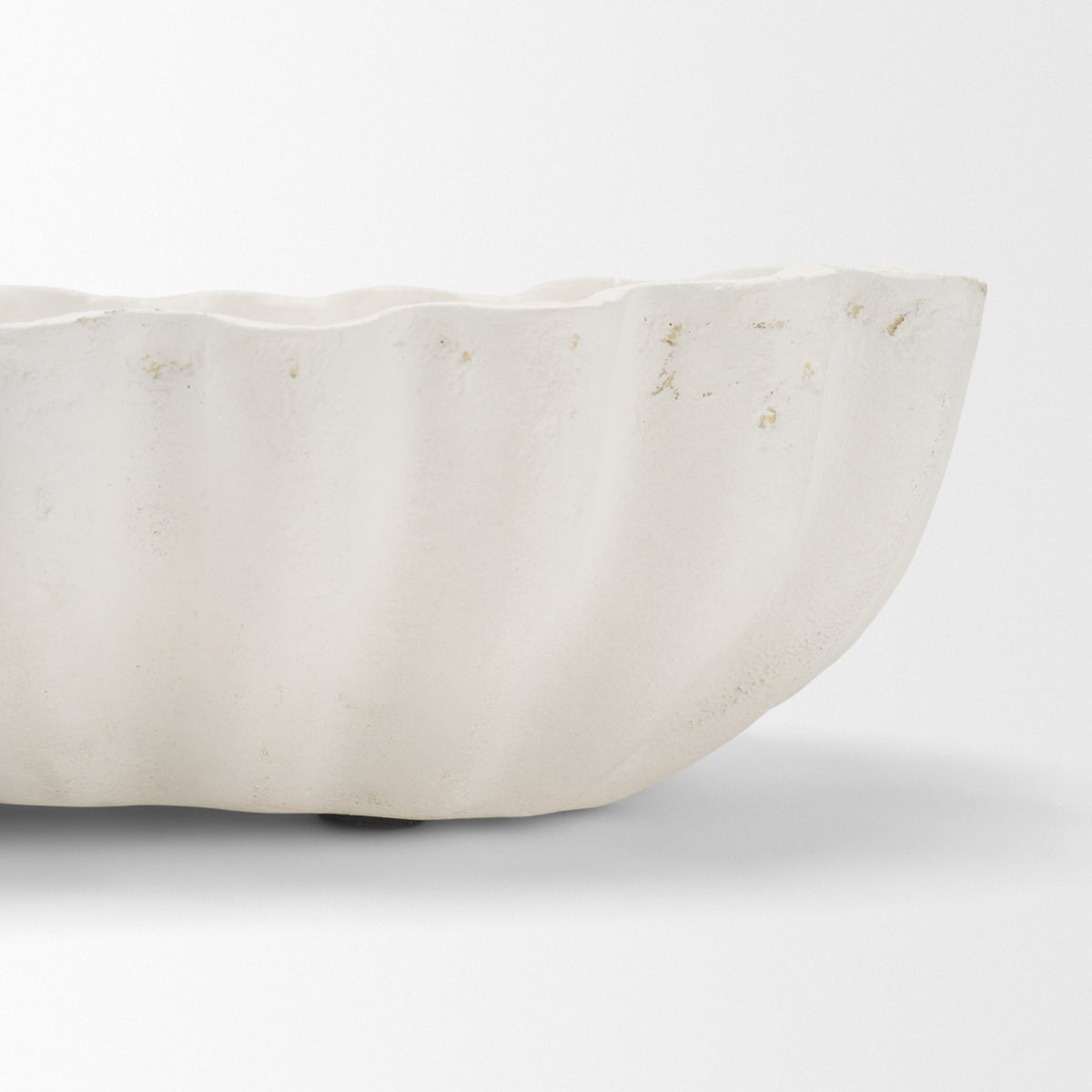 Camelia Large Fluted White Paper Mache Round Centerpiece Bowl from Mercana - Luna Furniture
