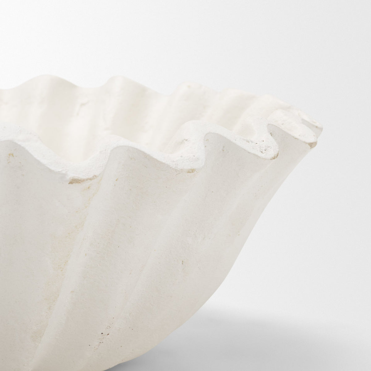 Camelia Small Fluted White Paper Mache Round Centerpiece Bowl from Mercana - Luna Furniture