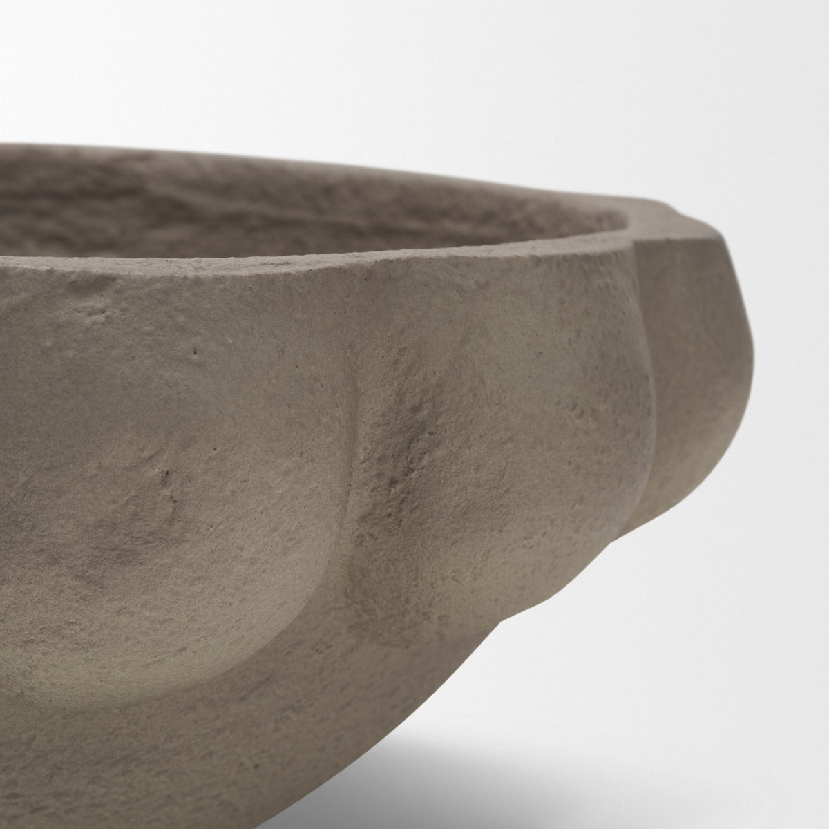 Konya Small Earthen Gray-Brown Dotted Paper Mache Centerpiece Bowl from Mercana - Luna Furniture