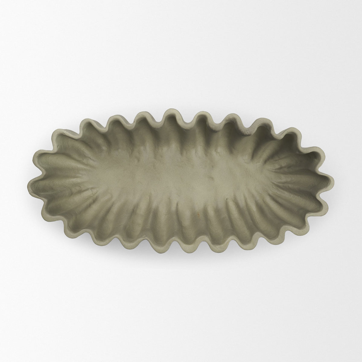 Camelia Large Fluted Sage Green Paper Mache Round Centerpiece Bowl from Mercana - Luna Furniture