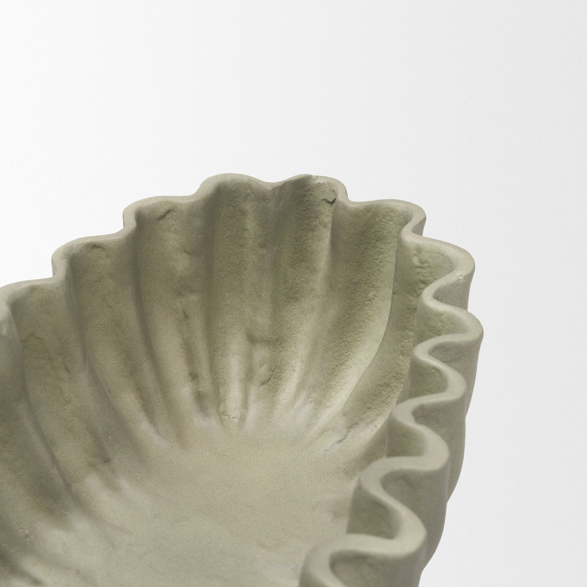 Camelia Large Fluted Sage Green Paper Mache Round Centerpiece Bowl from Mercana - Luna Furniture