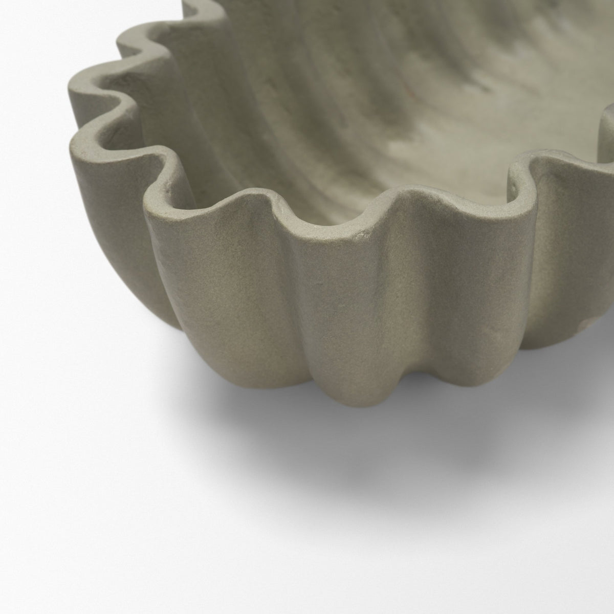 Camelia Large Fluted Sage Green Paper Mache Round Centerpiece Bowl from Mercana - Luna Furniture