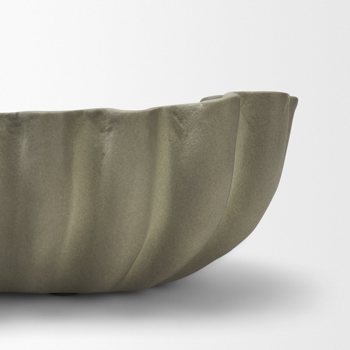 Camelia Large Fluted Sage Green Paper Mache Round Centerpiece Bowl from Mercana - Luna Furniture