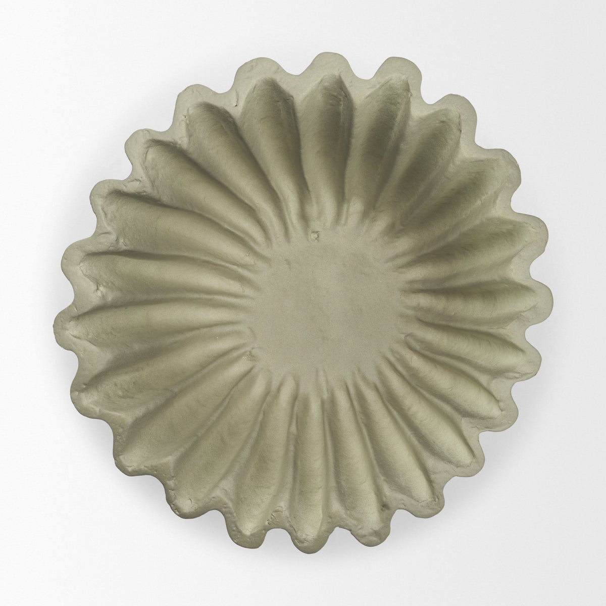 Camelia Small Fluted Sage Green Paper Mache Round Centerpiece Bowl from Mercana - Luna Furniture