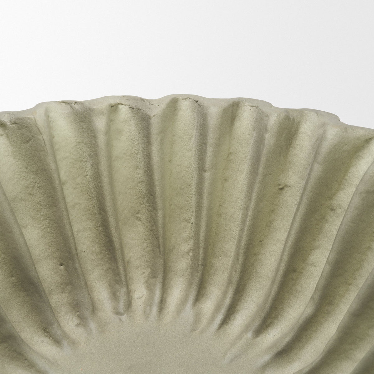 Camelia Small Fluted Sage Green Paper Mache Round Centerpiece Bowl from Mercana - Luna Furniture