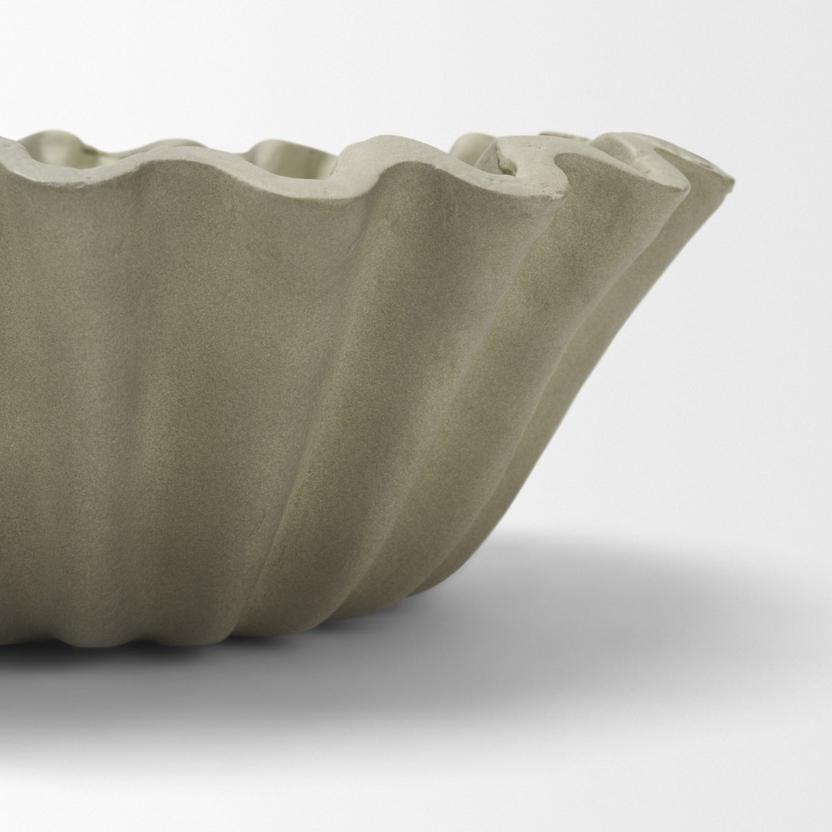 Camelia Small Fluted Sage Green Paper Mache Round Centerpiece Bowl from Mercana - Luna Furniture