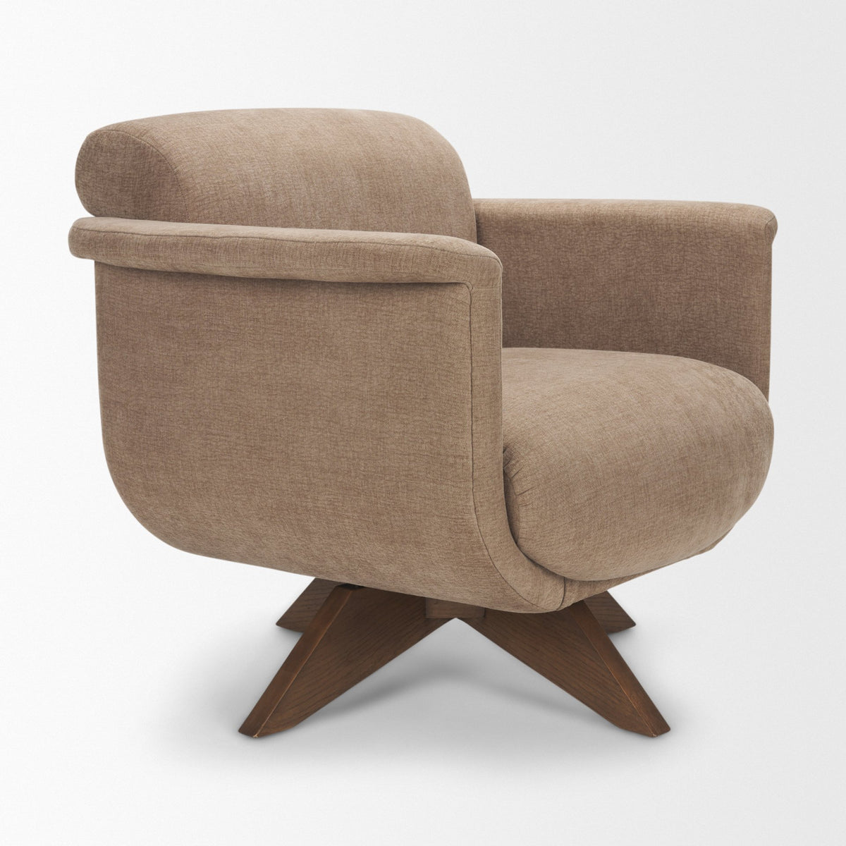 Oskar Chocolate Fabric w/ Brown Wood Base Swivel Accent Chair from Mercana - Luna Furniture