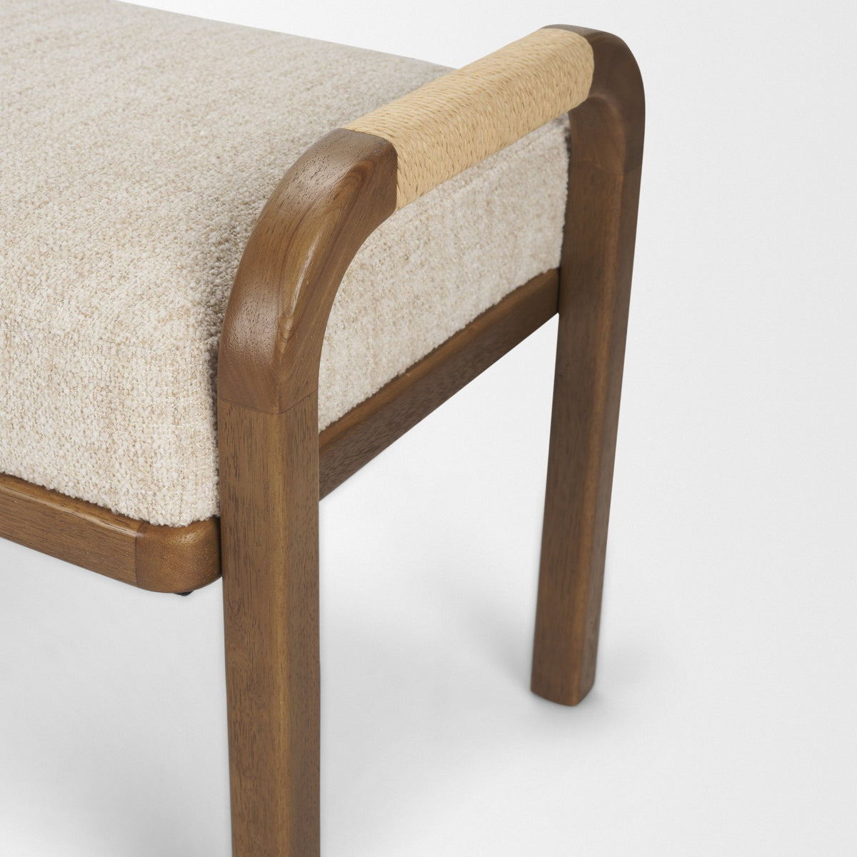 Freya Upholstered Bench | Oatmeal Fabric | Brown Wood Frame from Mercana - Luna Furniture