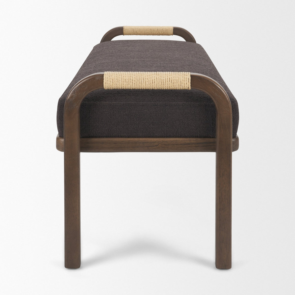 Freya Upholstered Bench | Charcoal Fabric | Brown Wood Frame from Mercana - Luna Furniture