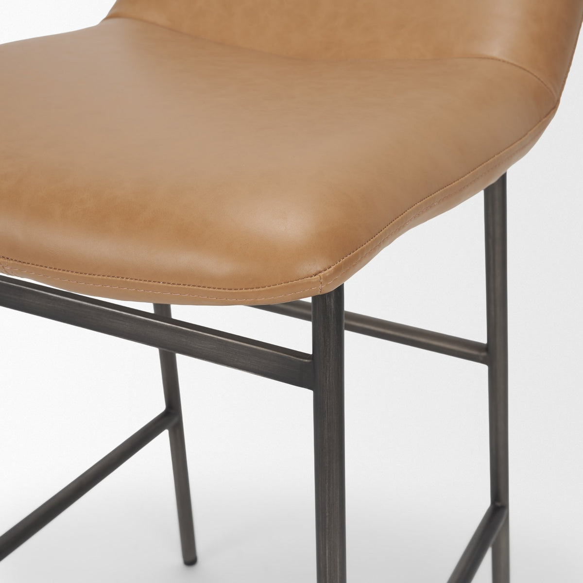 Kavalan Backless 33.5in Seat Counter Stool | Tan Leather w/ Gunmetal from Mercana - Luna Furniture