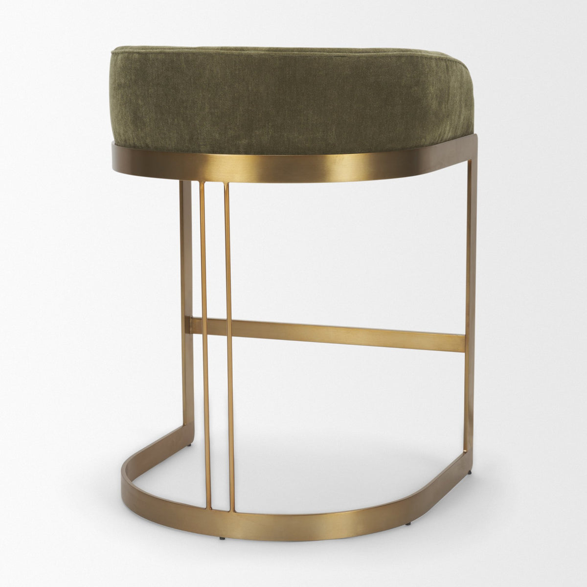 Hollyfield Backless 28.7in Seat Bar Stool | Olive Fabric w/ Gold Metal from Mercana - Luna Furniture
