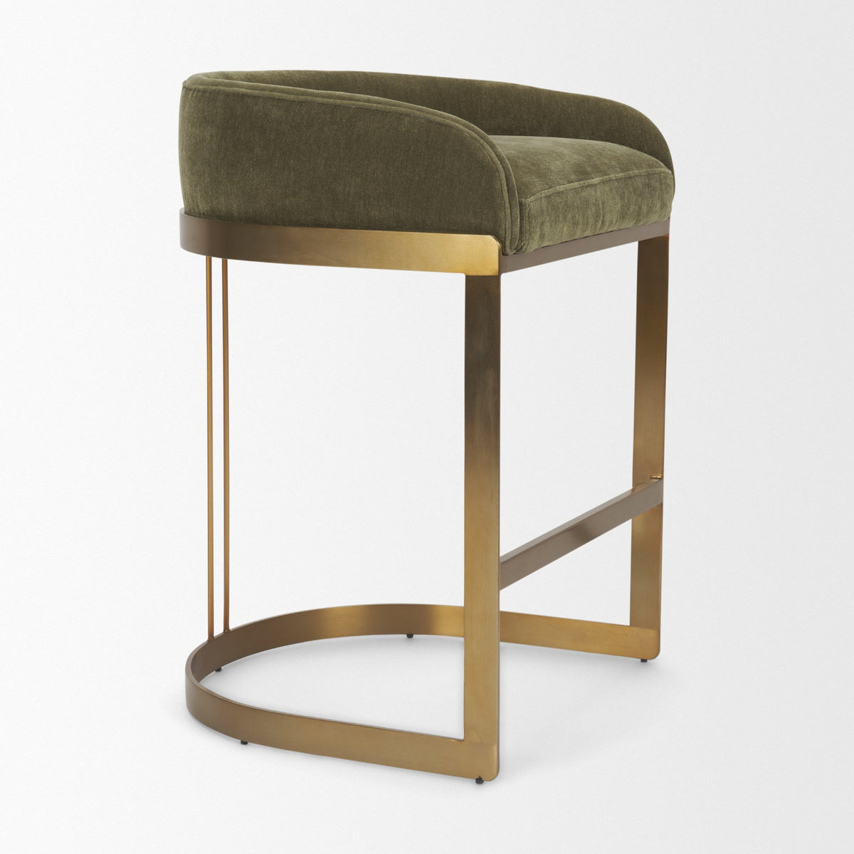 Hollyfield Backless 28.7in Seat Bar Stool | Olive Fabric w/ Gold Metal from Mercana - Luna Furniture