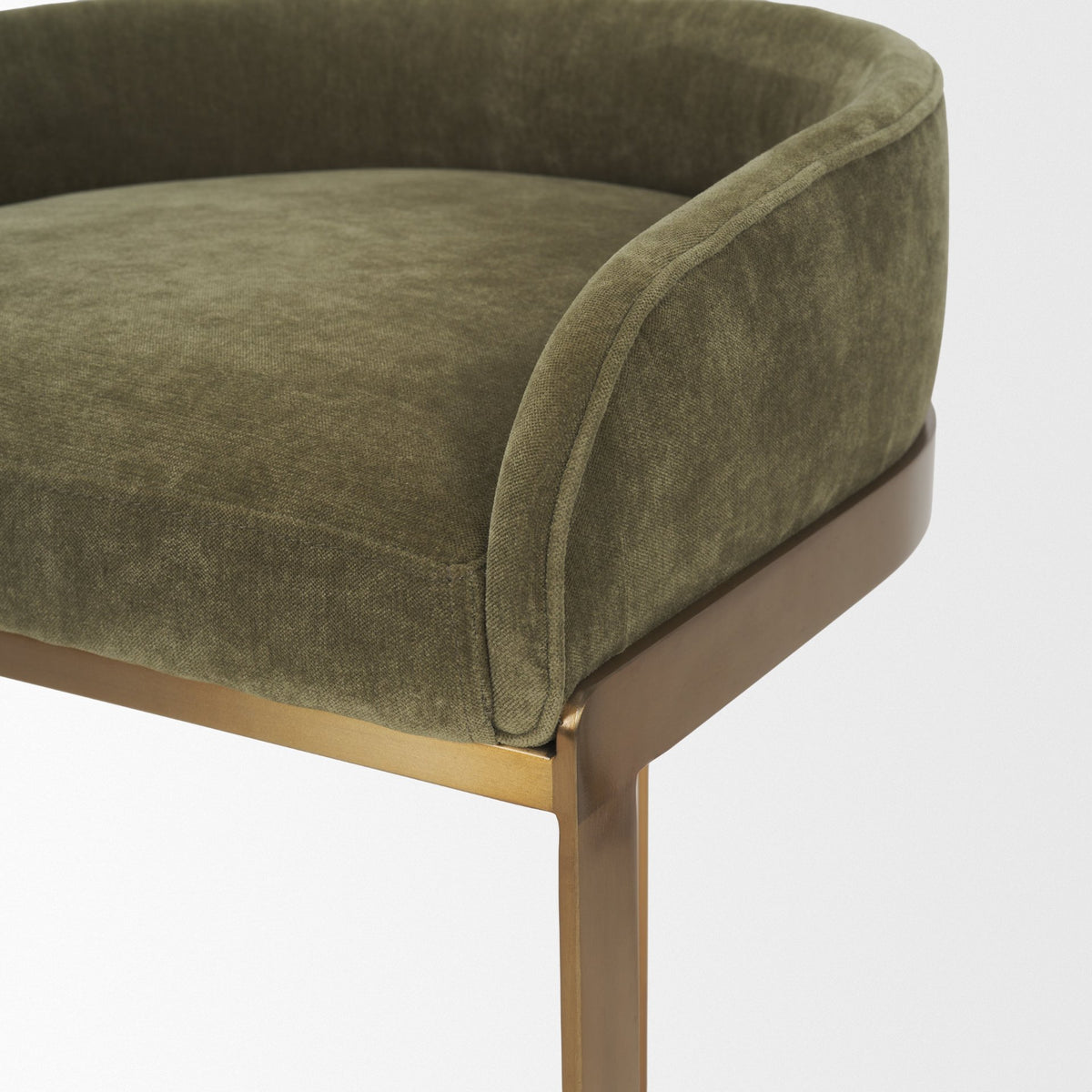 Hollyfield Backless 28.7in Seat Bar Stool | Olive Fabric w/ Gold Metal from Mercana - Luna Furniture