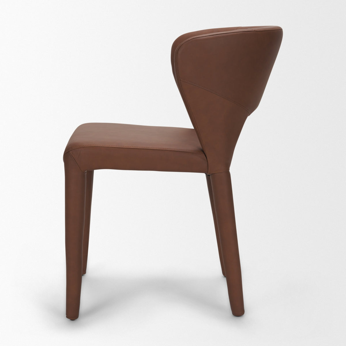 Marek Wingback Dining Arm Chair | Nutmeg Leather w/ Wood, Set of 2