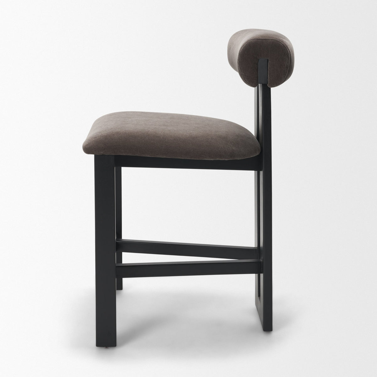 Tribeca Open Back 36.5in Seat Counter Stool | Charcoal Fabric w/ Wood from Mercana - Luna Furniture