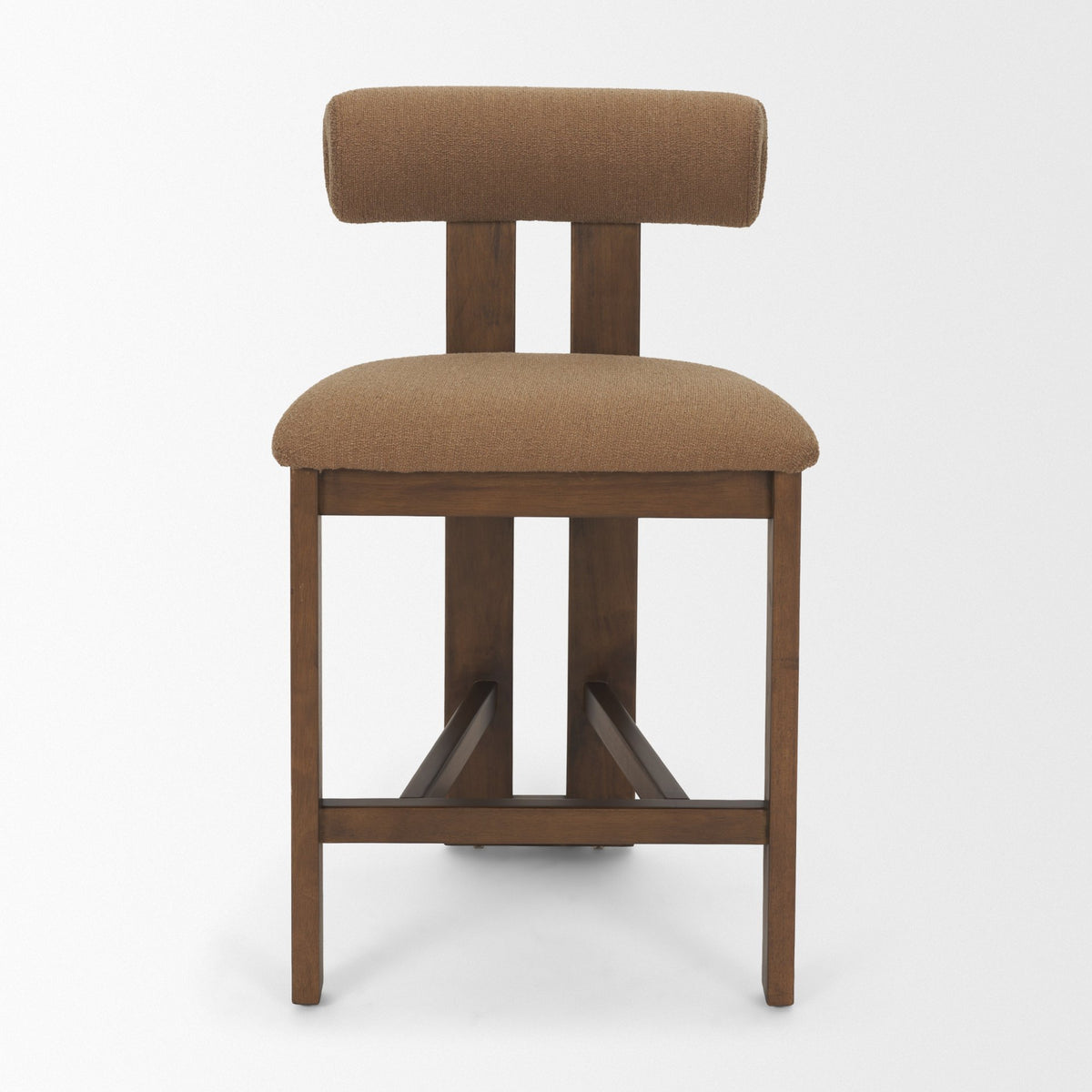 Tribeca Open Back 36.5in Seat Counter Stool | Mocha Fabric w/ Wood from Mercana - Luna Furniture