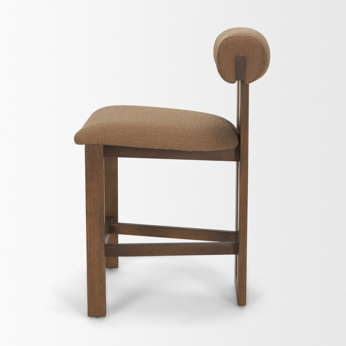 Tribeca Open Back 36.5in Seat Counter Stool | Mocha Fabric w/ Wood from Mercana - Luna Furniture