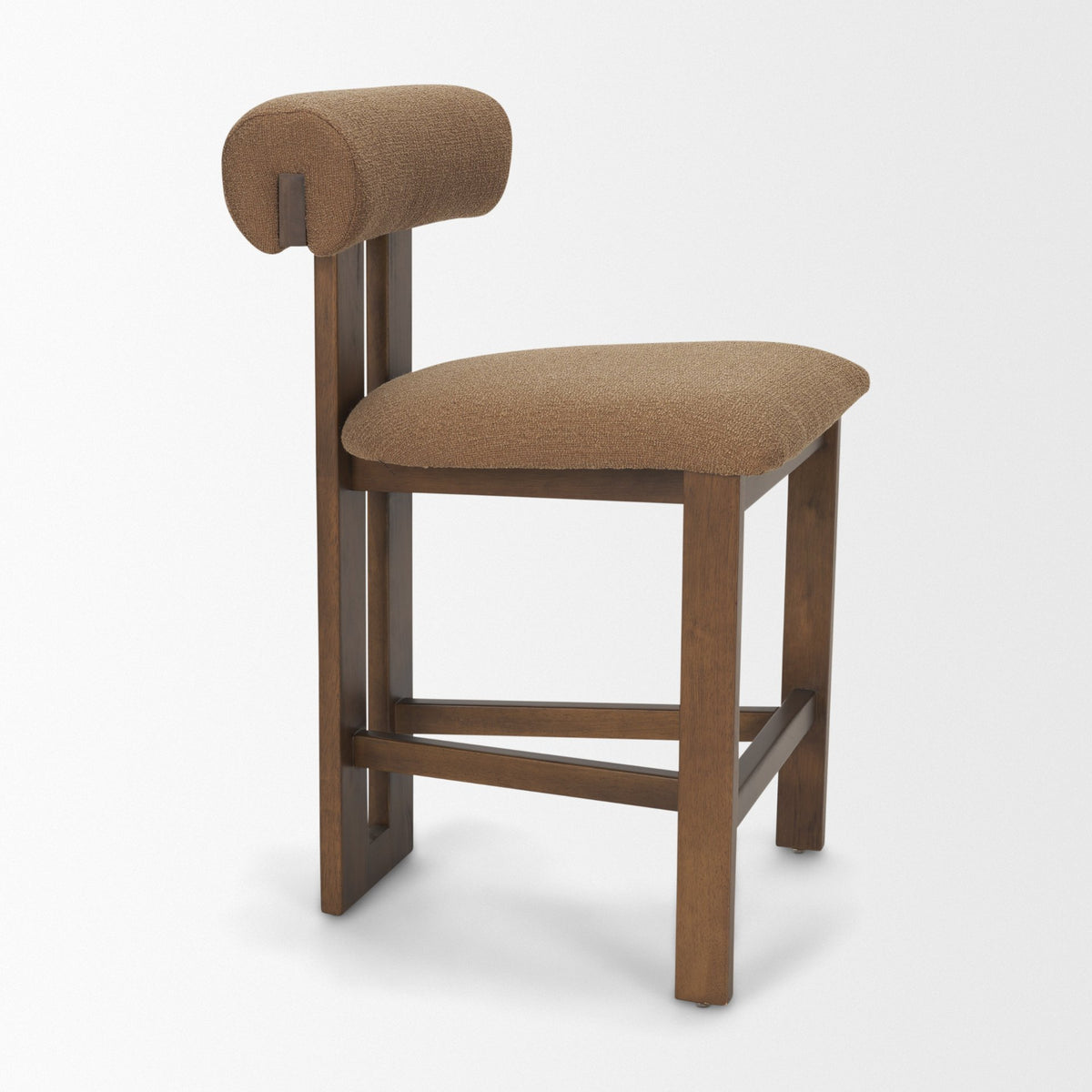 Tribeca Open Back 36.5in Seat Counter Stool | Mocha Fabric w/ Wood from Mercana - Luna Furniture