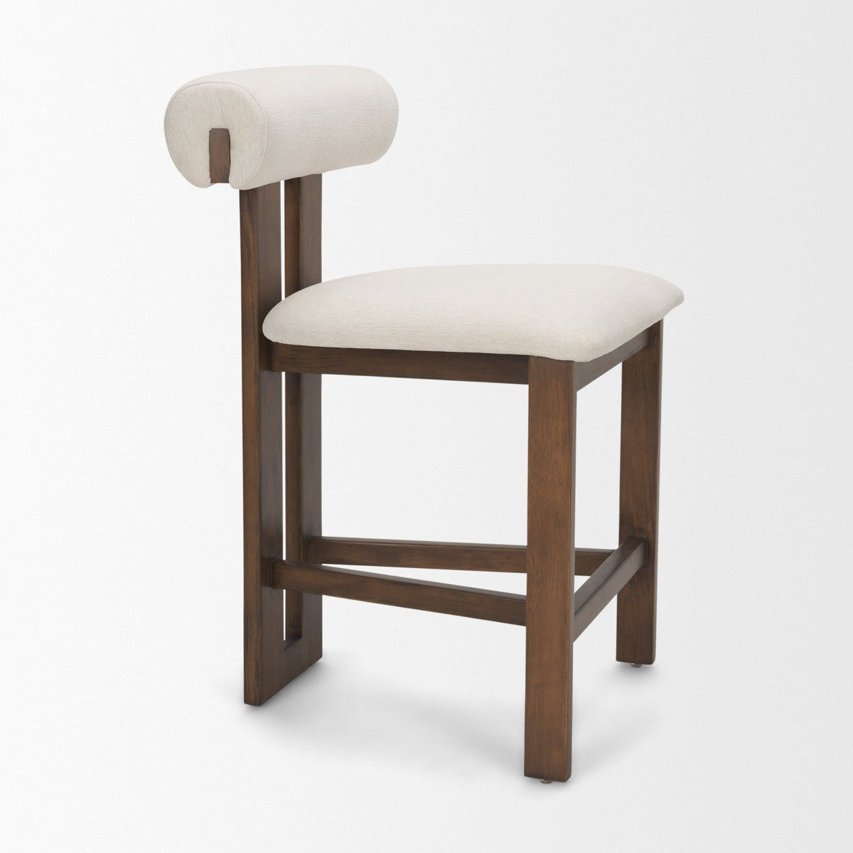 Tribeca Open Back 36.5in Seat Counter Stool | Cream Fabric w/ Wood from Mercana - Luna Furniture