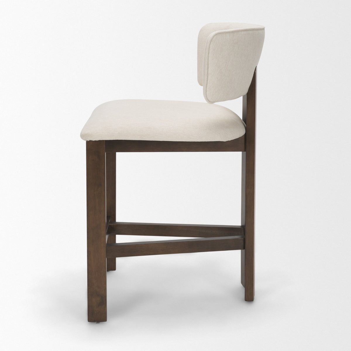 Soho Open Back 35.3in Seat Counter Stool | Cream Fabric w/ Brown Wood from Mercana - Luna Furniture