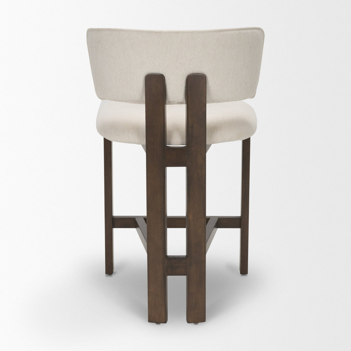 Soho Open Back 35.3in Seat Counter Stool | Cream Fabric w/ Brown Wood from Mercana - Luna Furniture