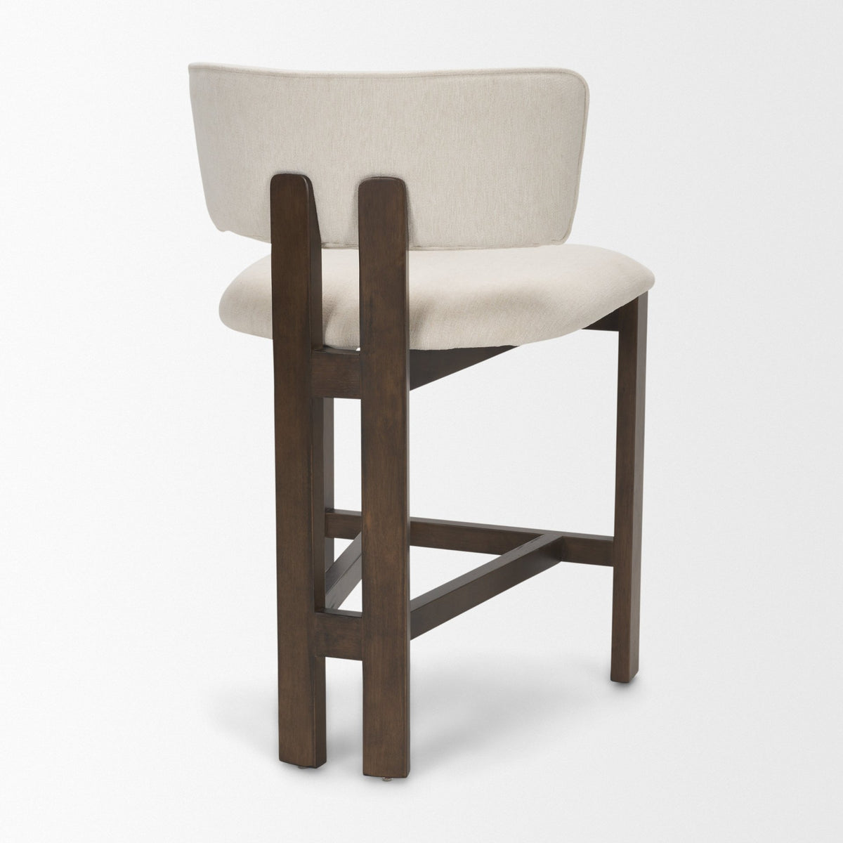 Soho Open Back 35.3in Seat Counter Stool | Cream Fabric w/ Brown Wood from Mercana - Luna Furniture