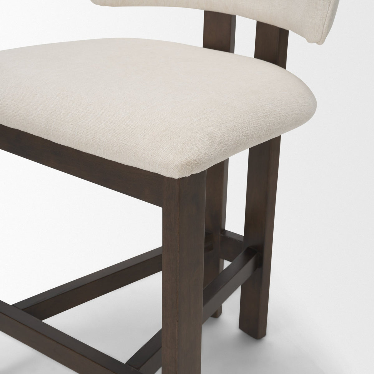Soho Open Back 35.3in Seat Counter Stool | Cream Fabric w/ Brown Wood from Mercana - Luna Furniture
