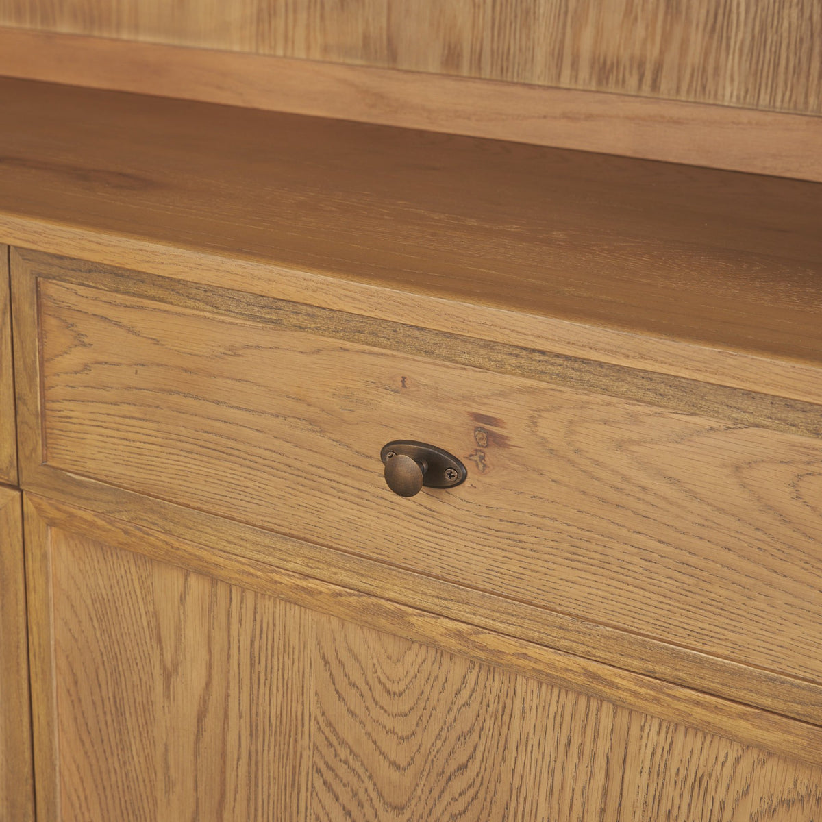 Carrington 85" Sideboard & Hutch | Brown Oak Wood w/ Brass Hardware from Mercana - Luna Furniture