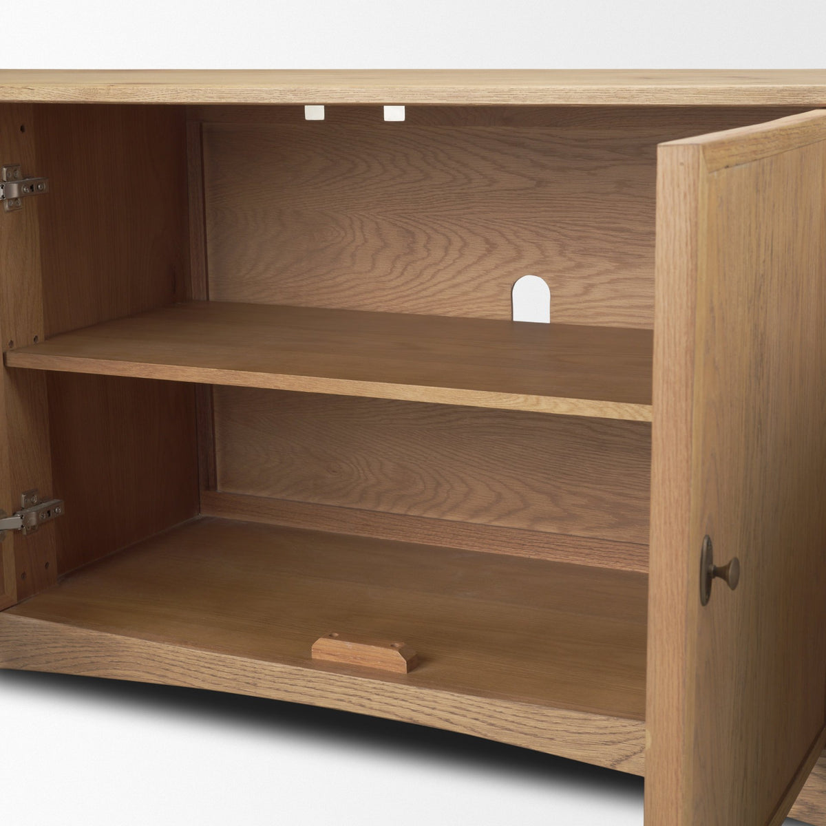 Carrington 82" 4 Door Closed Sideboard | Brown Oak Wood w/ Brass Hardware from Mercana - Luna Furniture